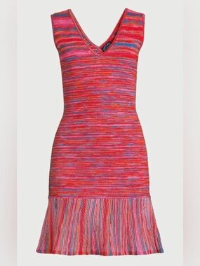 Scoop Micro Stripe Midi
Dress, Women's Size:L 12-14 Pink Multistripe NWT